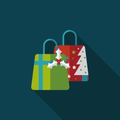 Christmas gift baskets flat icon with long shadow eps10 N39