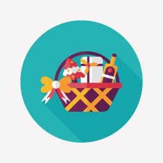 Christmas gift baskets flat icon with long shadow eps10 N48