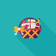 Christmas gift baskets flat icon with long shadow eps10 N51