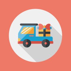 shopping cart flat icon with long shadow N25