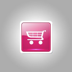 Shopping Square Vector Pink Web Icon Button