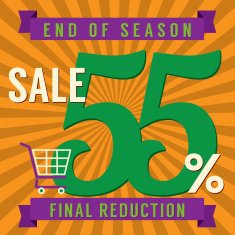 55 Percent End of Season Sale Vector Illustration
