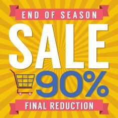 90 Percent End of Season Sale Vector Illustration
