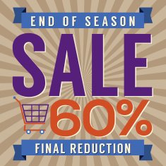 60 Percent End of Season Sale Vector Illustration