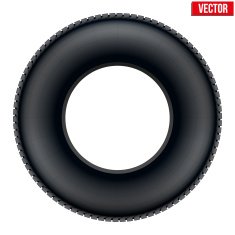 Side view of Realistic rubber tire symbol Vector Illustration
