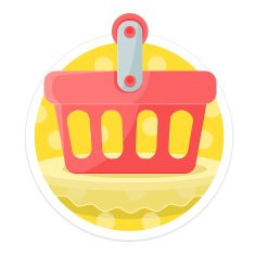 Vector Shopping Cart Flat Round Icon