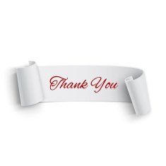 Realistic detailed thank you curved paper banner