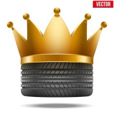 Realistic rubber tire with a golden crown