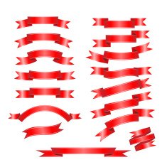 Big Red Ribbons Set Isolated On White Background N2