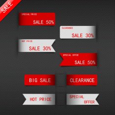 set of price sale ribbon