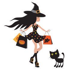 Cute witch with black cat vector illustration