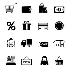 Black Shopping Icon Set N2 free image download