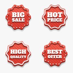 Set of 3d badges Sale discount Vector elements