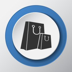 shopping bag paper icon with shadow