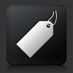Black Square Button with Price Tag N3