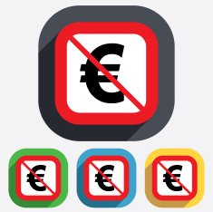 No Euro sign icon EUR currency symbol