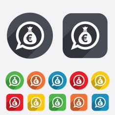 Money bag sign icon Euro EUR currency N22