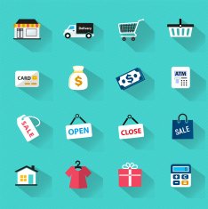 vector shopping icon in flat style N2