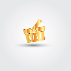 Golden vector shopping cart icon