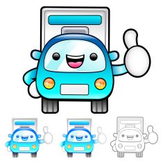 Delivery Truck Mascot the hand best gesture Product and Distrib