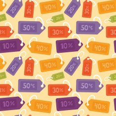 Vector seamless pattern with price tags