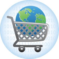shopping cart with globe icon
