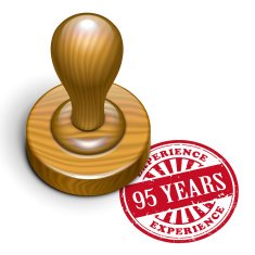 95 years experience grunge rubber stamp