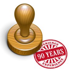 90 years experience grunge rubber stamp