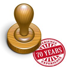 70 years experience grunge rubber stamp N2