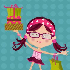 Retro Girl on Gifts Shopping N2