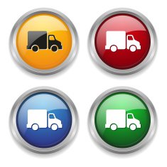 Metallic delivery button in four colors