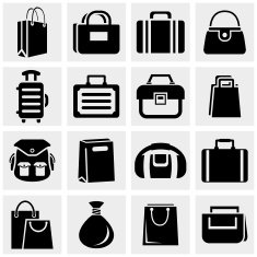 Shopping bag vector icons set on gray N2