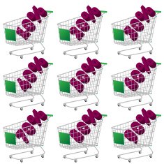 Green 3D Shopping Cart with Discount Texts