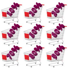 Red 3D Shopping Cart with Discount Texts