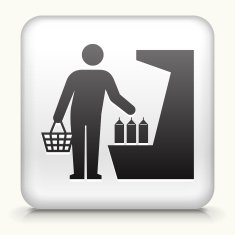 Square Button with Customer Shopping N3