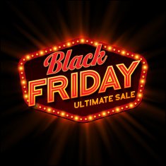 Black Friday retro light frame Vector illustration
