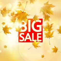 Autumn Sale poster with gold Maple leaves N2