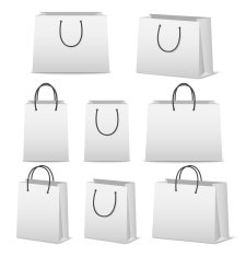 Blank paper shopping bags set isolated on white N21