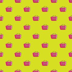 Vector shopping cart icons seamless pattern Shopping background in cartoon