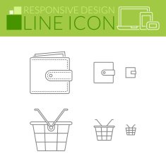 Line icons Responsive design Wallet and shopping basket