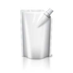 Blank white realistic plastic pouch with cap