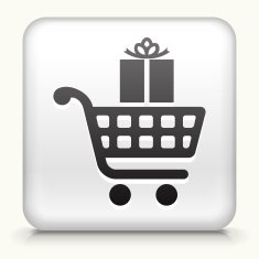 Square Button with Gift Shopping