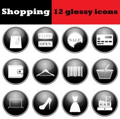 Set of shopping glossy icons N2