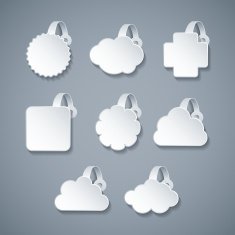 Vector blank white wobbler templates set in 3d style