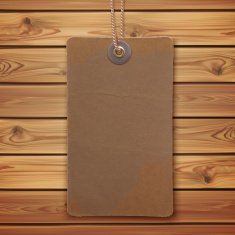 Realistic vintage label on wooden planks