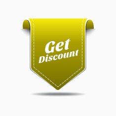 Get Discount Yellow Label Icon Vector Design