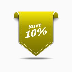 Save 10 Yellow Label Icon Vector Design