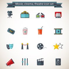 Movie cinema and theater icon set