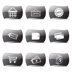 Shopping Sign Black Vector Button Icon Design Set 2 N13