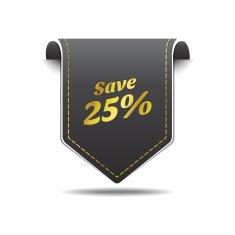 Save 25 Gold Black Label Icon Vector Design